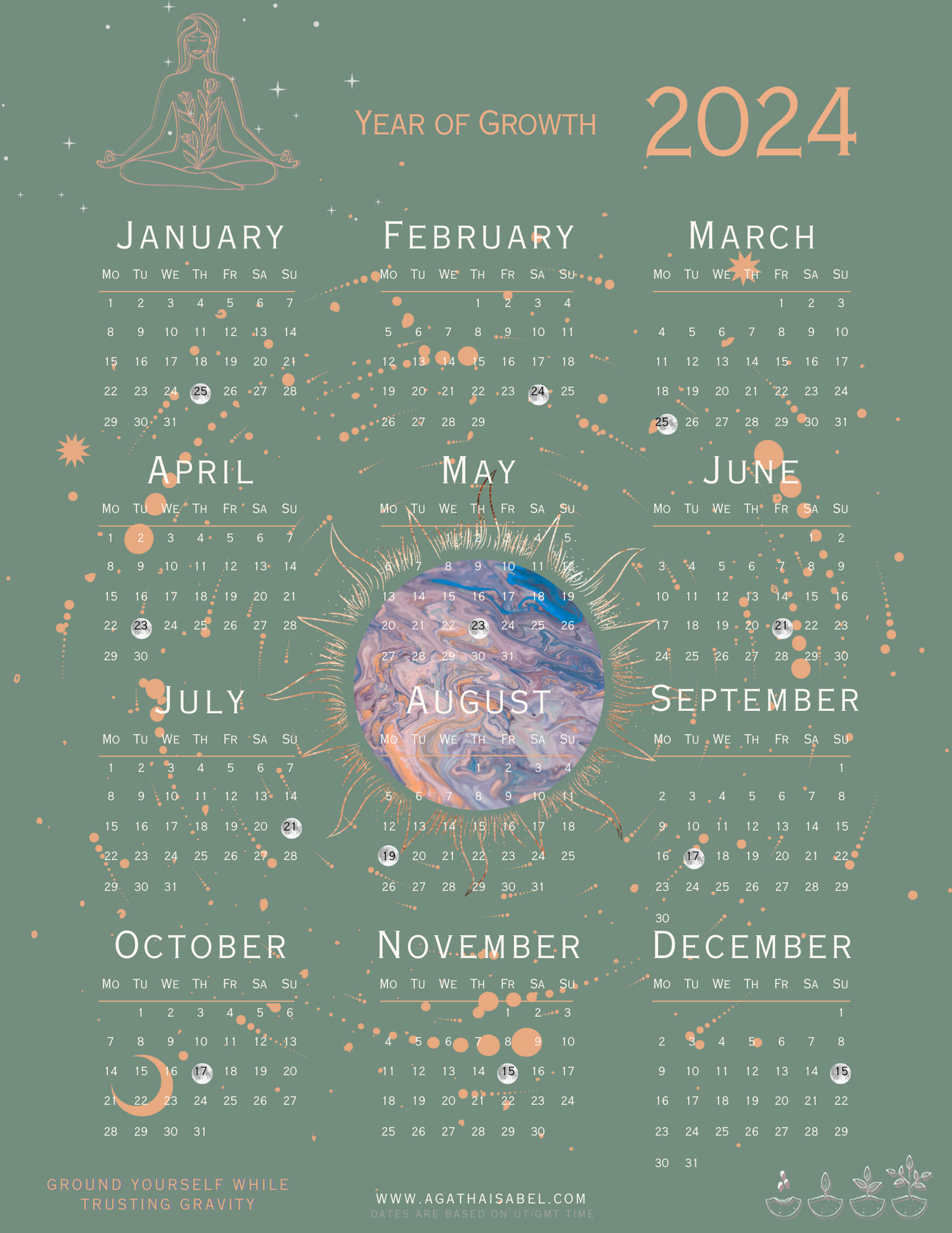 Year of Growth Digital Calendar 2024